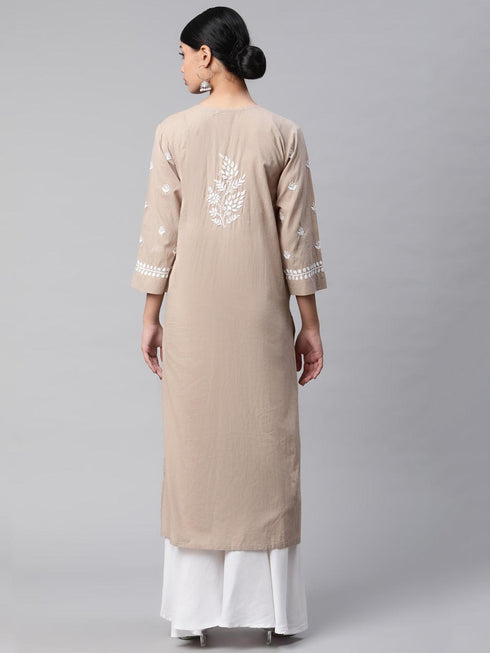 Asmita in HOK Chikankari Kurti for Women - Beige
